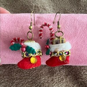 Festive Red Christmas Stocking Earrings